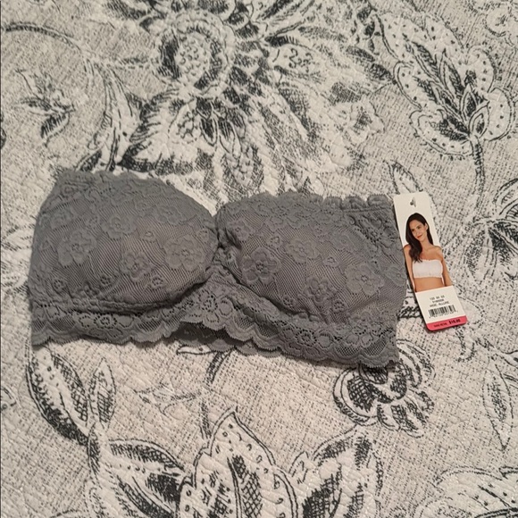 NWT Gray Lace Bandeau Bra - Picture 1 of 8